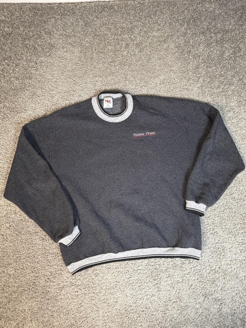 VTG College House Sweatshirt Mens XL Gray Palatine Pirates Pullover Lined